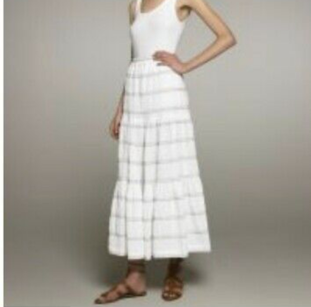 Petticoat tiered lagenlook striped maxi skirt